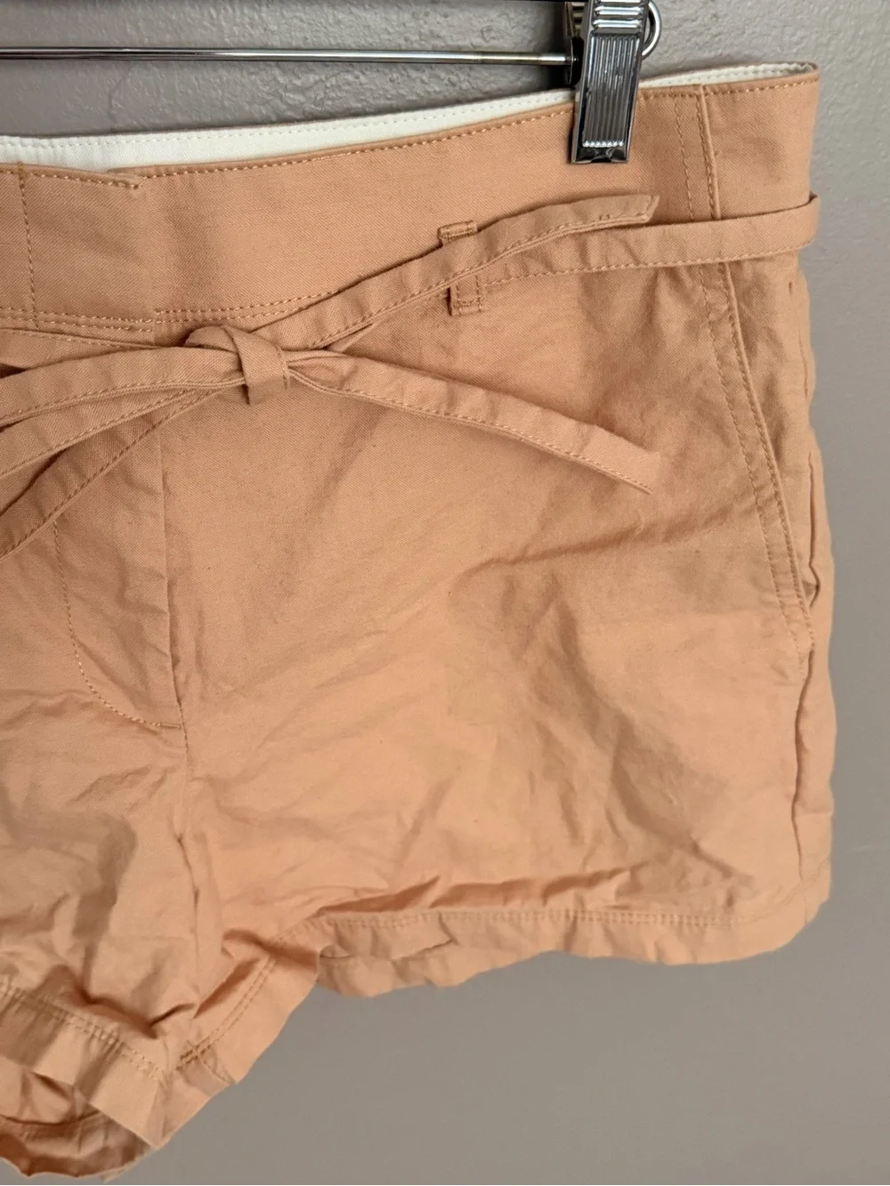 J Crew Camel Tie-Waist Belted 3 Short Cotton Linen  Blend Shorts Size 10 #416